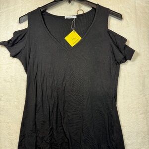 Herlollychips Top Womens Size XL Black Open Shoulder Short Sleeve Goth